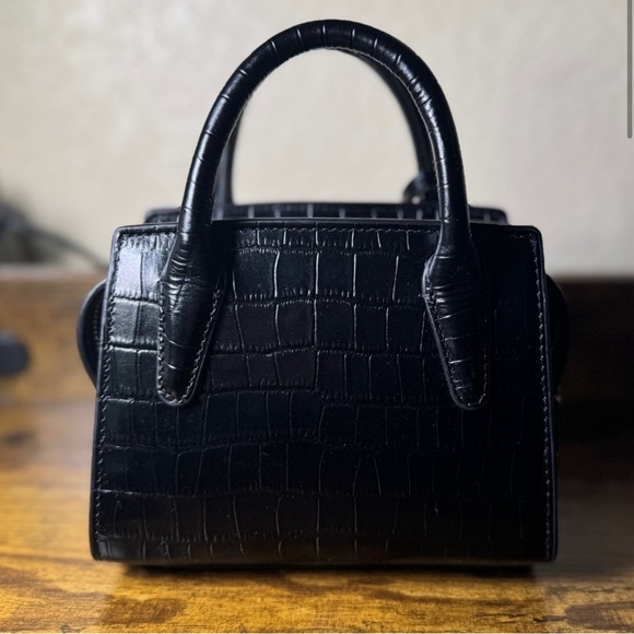 Coach Black Croc Embossed Leather Handbag - Picture 2 of 5